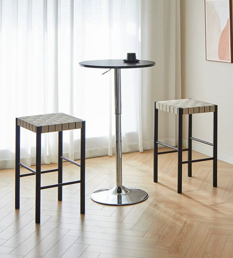 affordable black bar stool with woven seat