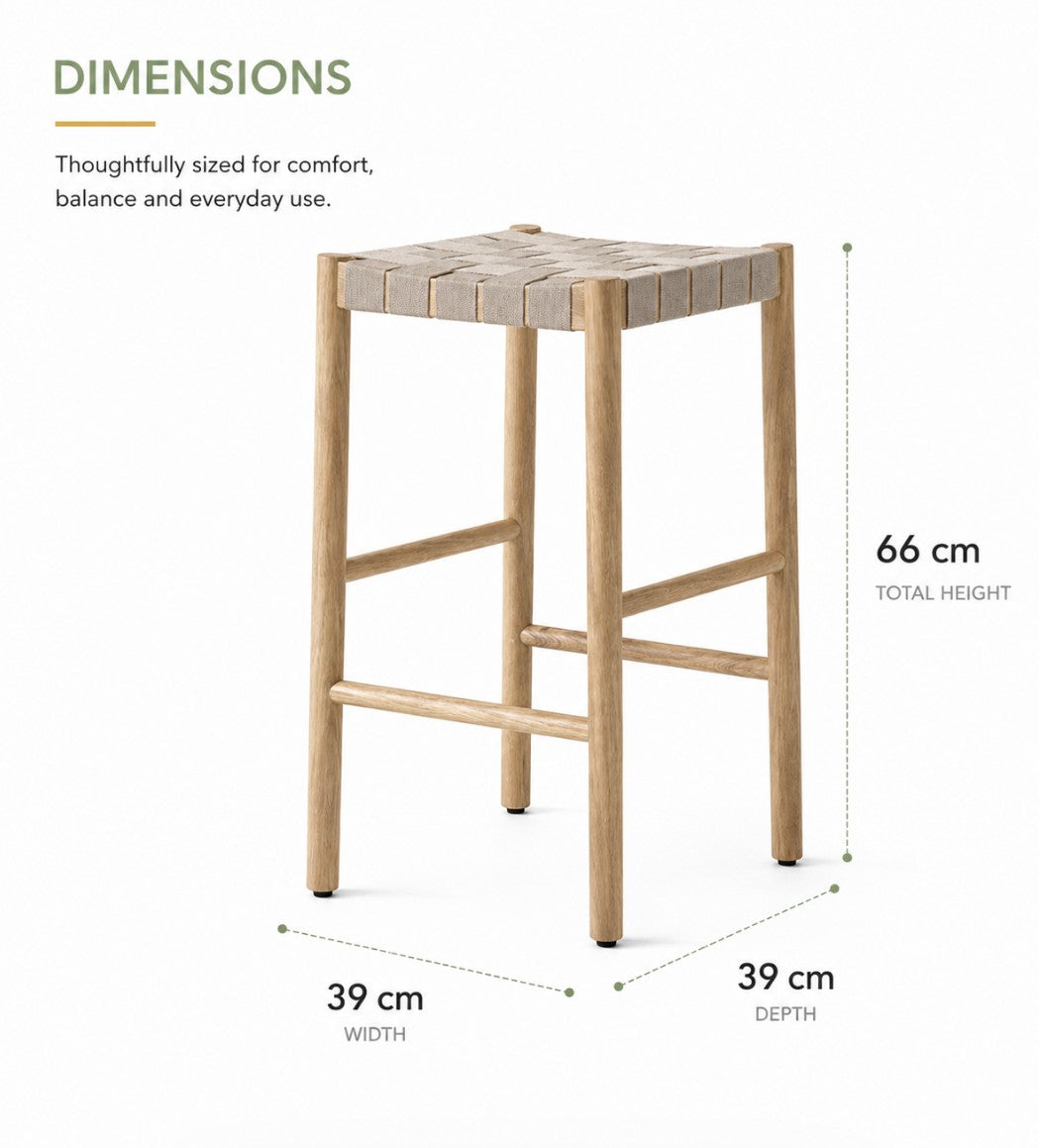 Bar Stool with Woven Seat | TONI