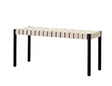 black bench with woven seat