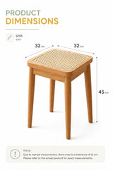 Solid Wood Square Stool with Rattan Seat | YNA