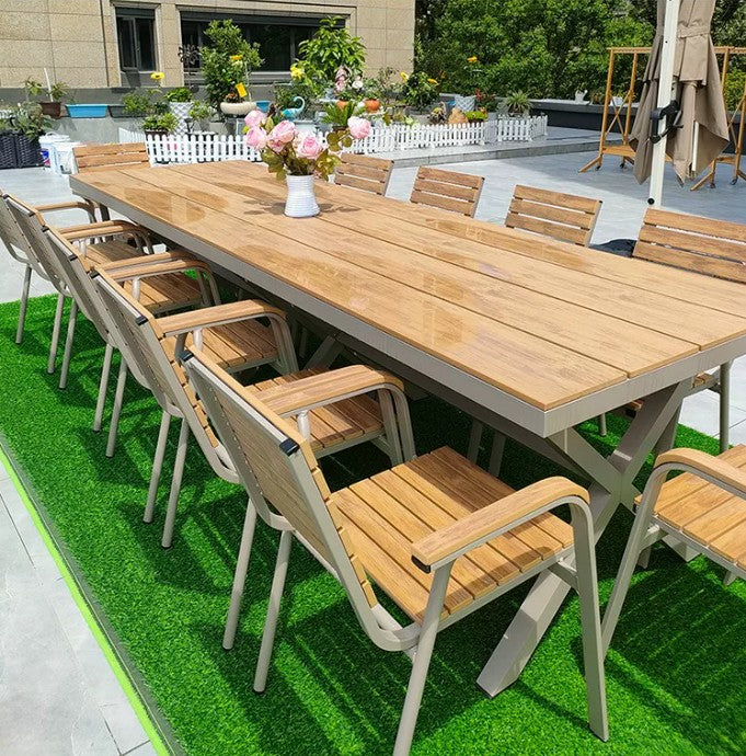 affordable dining outdoor table and arm chair