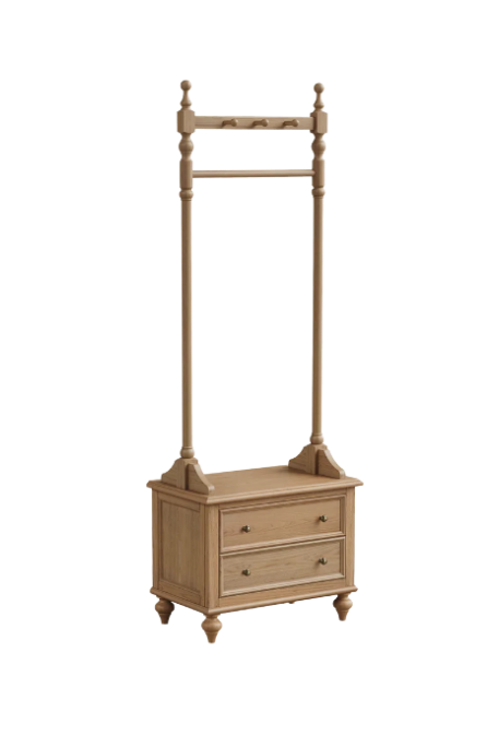 solid wood coat rack with drawers