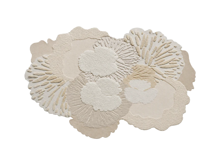 Handmade sculptural 3D textured Floral Rug in Singapore