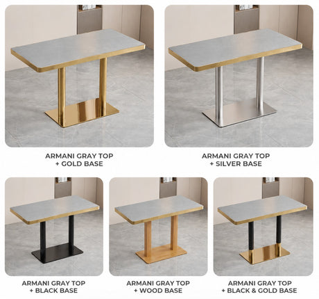 Sintered Stone Table with Stainless Steel Wrapped Edge | AURELIA Gold 120X60