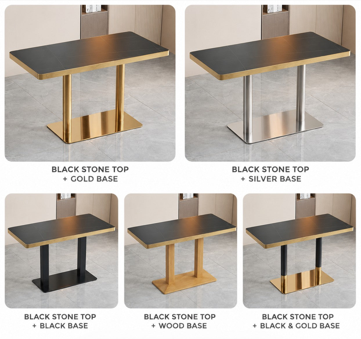Black Sintered Stainless Steel Edge x Gala Dining Table