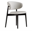 KALEN black dining chair with solid wood frame and curved upholstered backrest