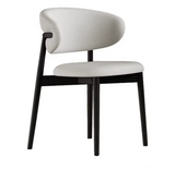 KALEN black dining chair with solid wood frame and curved upholstered backrest