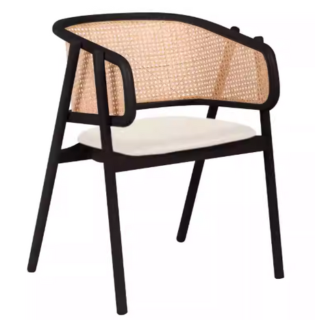 Rattan Dining Arm Chair with Upholstered Seat | RIVA