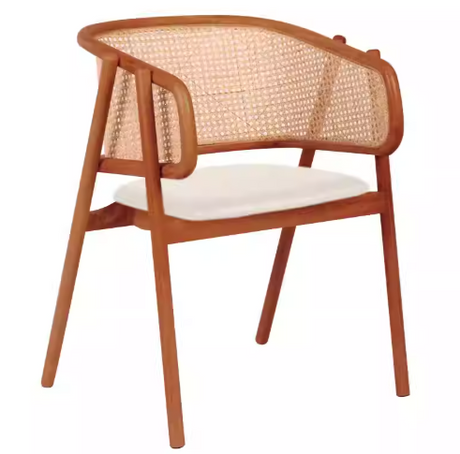 Rattan Dining Arm Chair with Upholstered Seat | RIVA