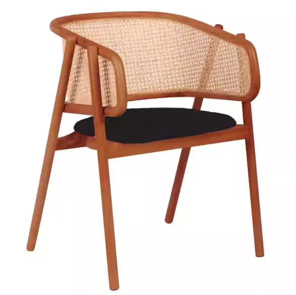 Rattan Dining Arm Chair with Upholstered Seat | RIVA