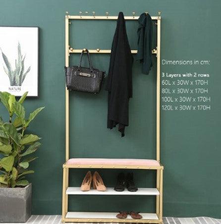 Coat Rack with Hooks and Shoe Bench | TRINA - onehappyhome