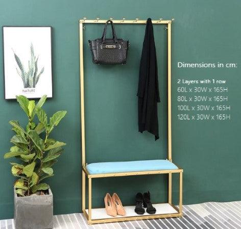 Coat Rack with Hooks and Shoe Bench | TRINA - onehappyhome