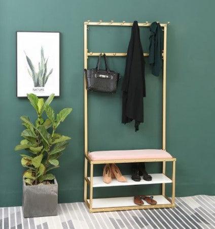 Coat Rack with Hooks and Shoe Bench | TRINA - onehappyhome
