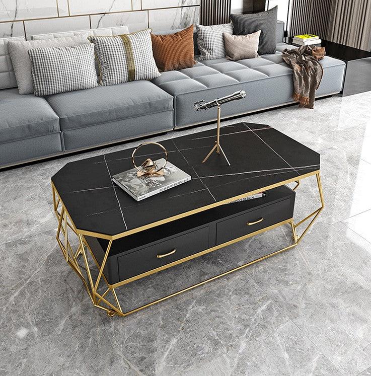 black marble coffee table with drawer