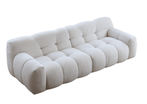 cotton candy boucle sofa