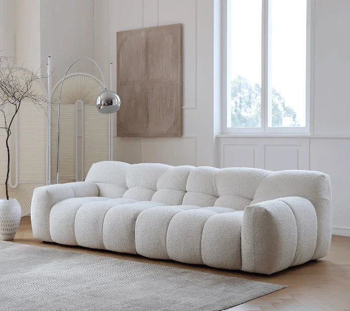 Cotton Candy Boucle Sofa | AMALA - onehappyhome