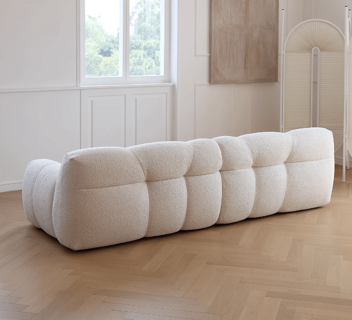 Cotton Candy Boucle Sofa | AMALA - onehappyhome