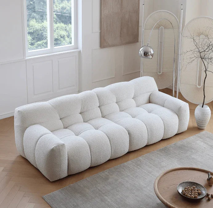 Cotton Candy Boucle Sofa | AMALA - onehappyhome
