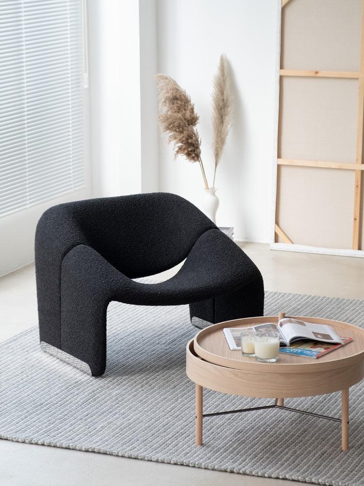 black boucle chair