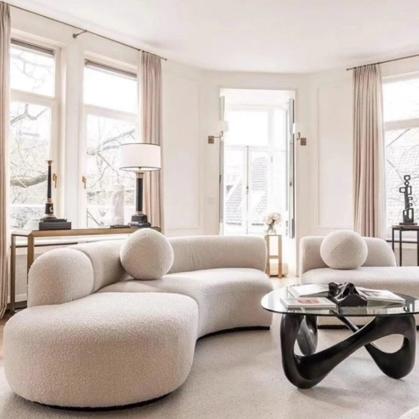 Crescent Curved Boucle Sofa | GISELLE - onehappyhome