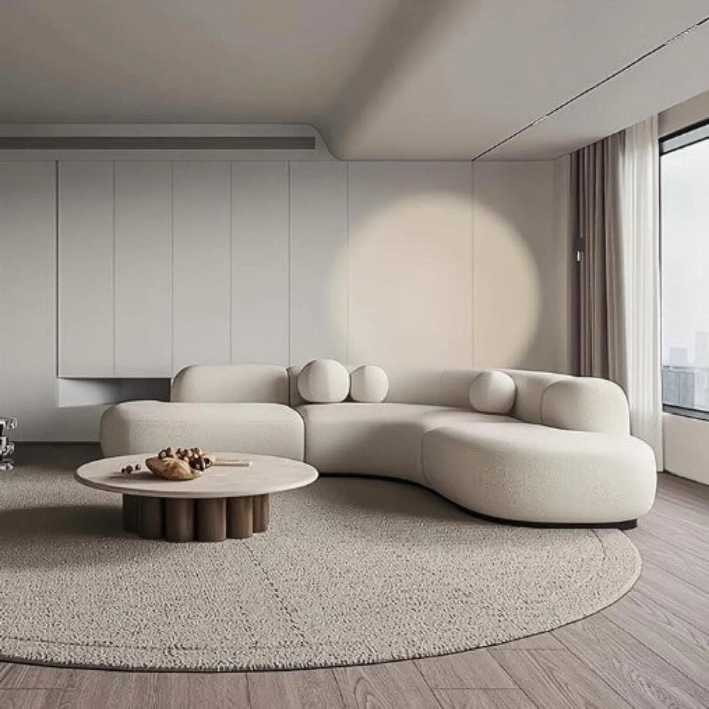 Crescent Curved Boucle Sofa | GISELLE - onehappyhome