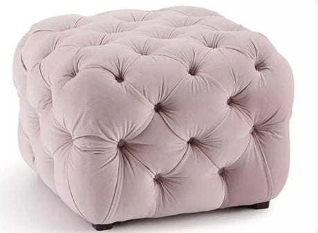 Cube Velvet Tufted Ottoman | PEARL - onehappyhome