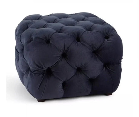 Cube Velvet Tufted Ottoman | PEARL - onehappyhome