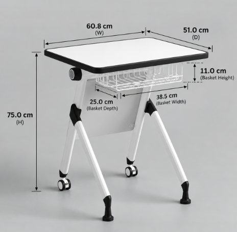 Ryan Flint Foldable Seminar Training Table with Rack and Wheels