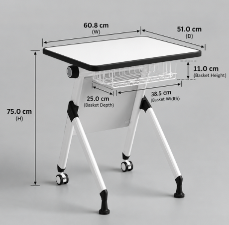 Ryan Flint Foldable Seminar Training Table with Rack and Wheels