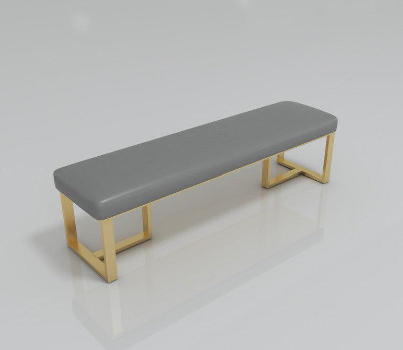 dining bench with cushion and gold frame