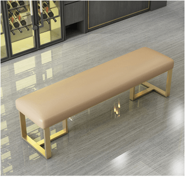 cream dining bench with gold legs