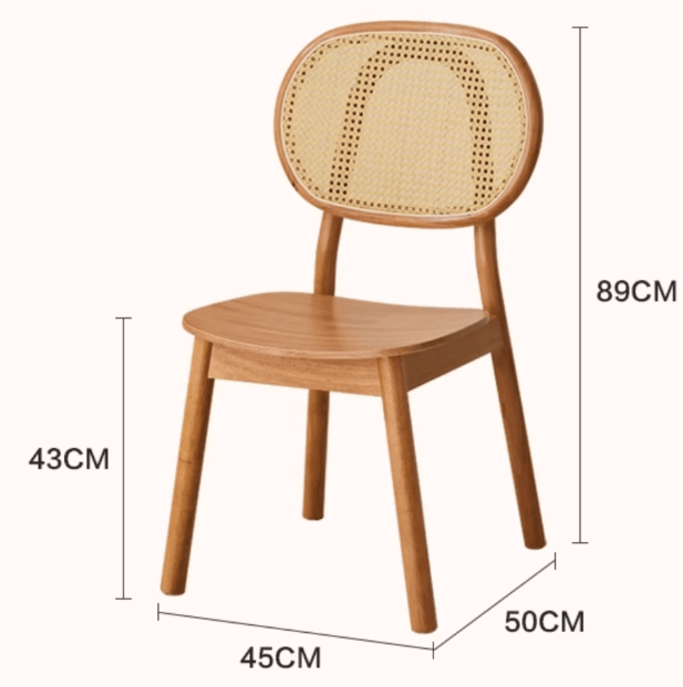 Dining Chair with Rattan Backrest | NEHAL - onehappyhome
