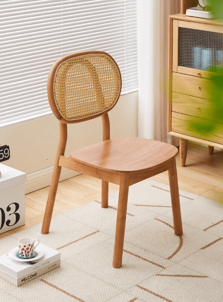 Dining Chair with Rattan Backrest | NEHAL - onehappyhome