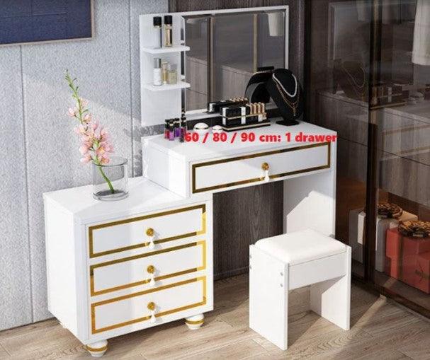 white dressing table with mirror