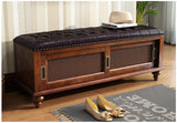 walnut solid wood storage bench entryway