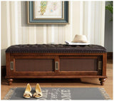 solid wood walnut ottoman bench