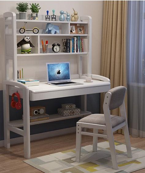 white study table with shelvings