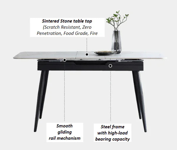 Extendable Dining Table in Sintered Stone | ARIE - onehappyhome
