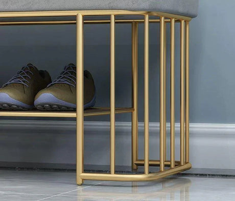 Fabric Ottoman with Shoe Rack | BELLA - onehappyhome