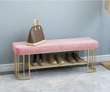 Fabric Ottoman with Shoe Rack | BELLA - onehappyhome