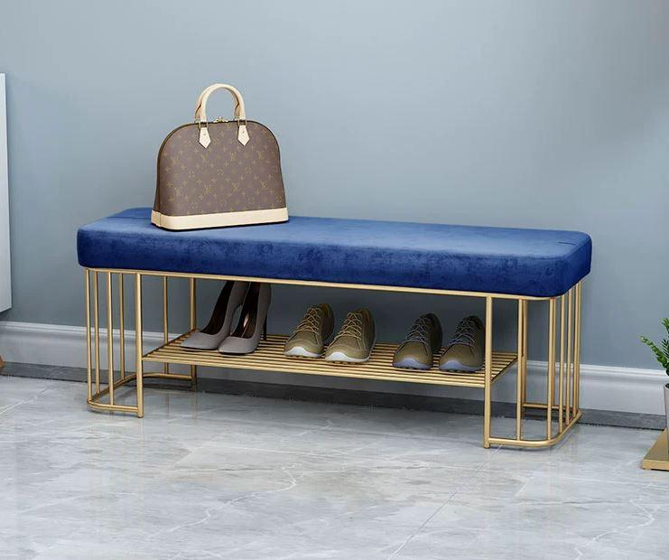 Fabric Ottoman with Shoe Rack | BELLA - onehappyhome