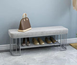 Fabric Ottoman with Shoe Rack | BELLA - onehappyhome