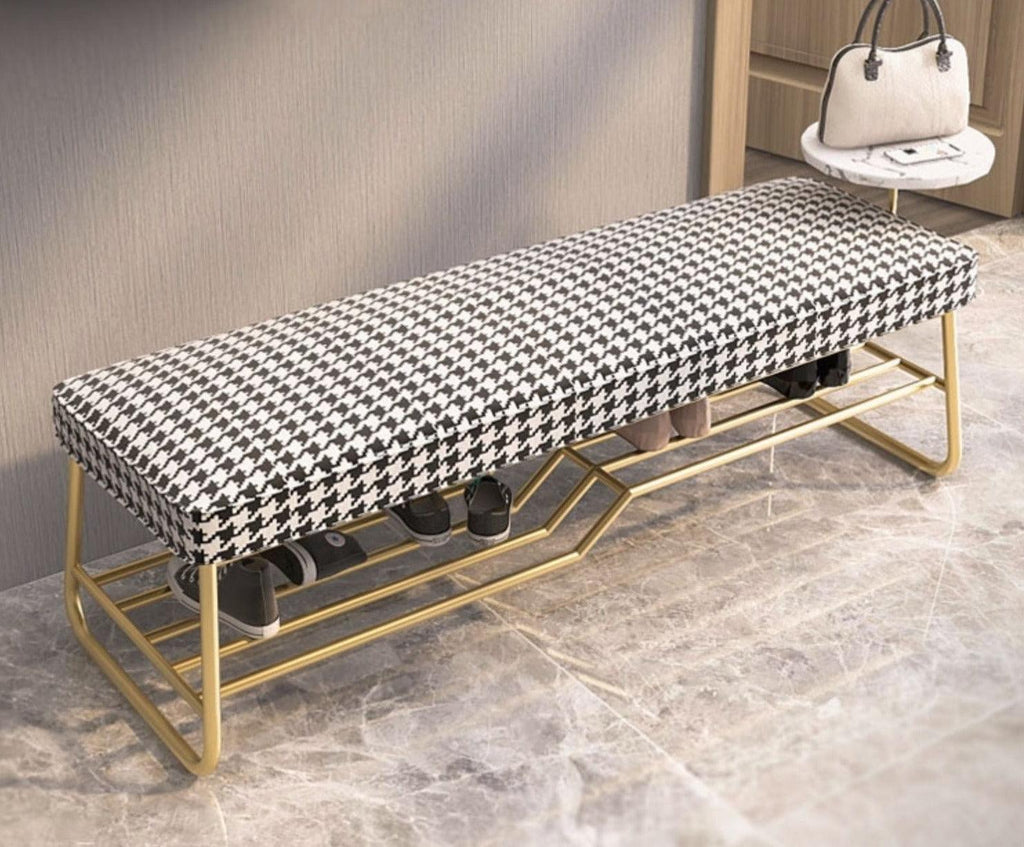 houndstooth ottoman shoe bench