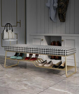 Houndstooth Ottoman Shoe Bench | PIA - onehappyhome