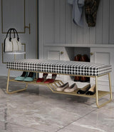 Houndstooth Ottoman Shoe Bench | PIA - onehappyhome