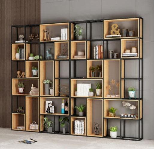 room divider with wooden box
