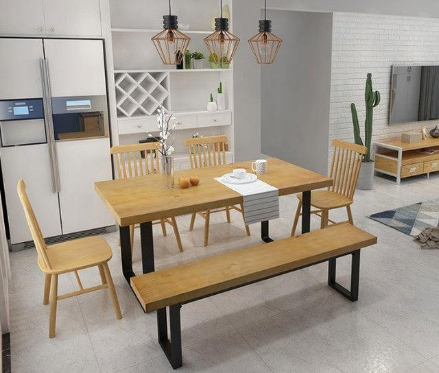 Industrial Modern Solid Wood Dining Table | DUKE - onehappyhome