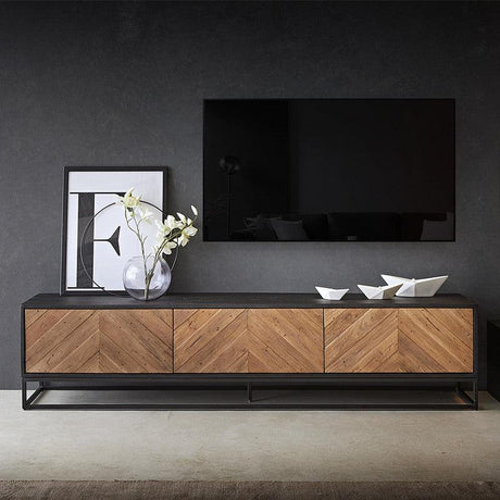 industrial solid wood TV console in Singapore