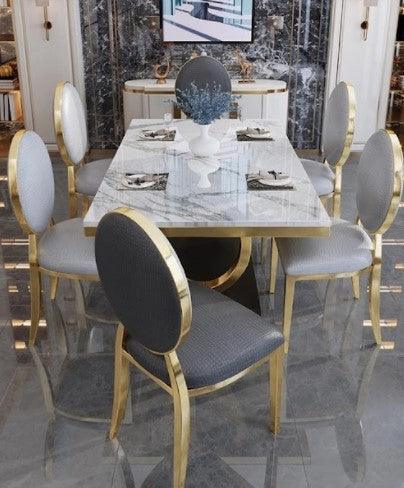 white marble dining table