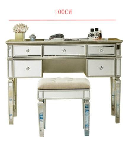 Mirrored Vanity Set, 5 Drawer Dresser Table, Mirror & Stool | STELLA - onehappyhome